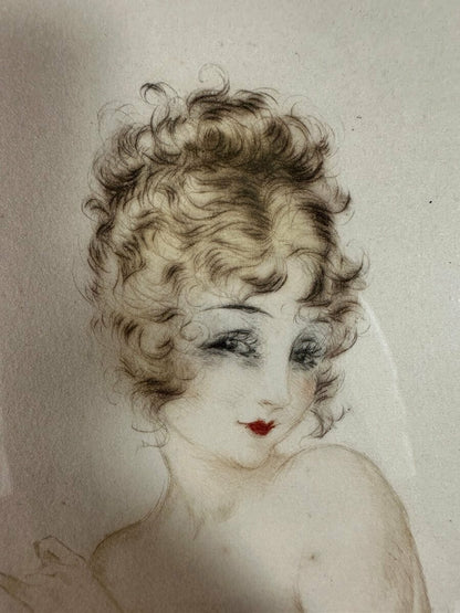 Louis Icart - Spilled Apple - Original Etching Singed Framed