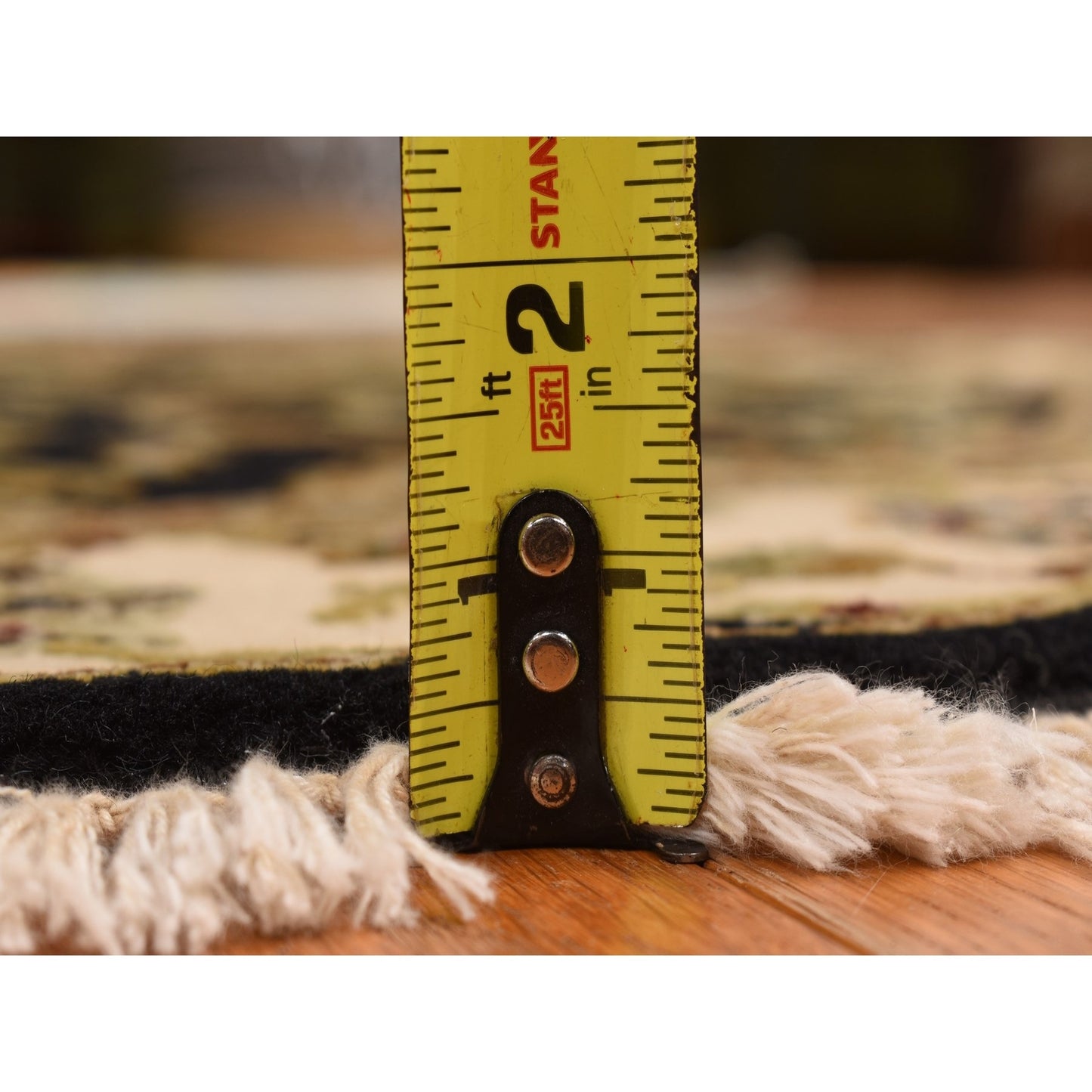 4'2"X4'2" Black Rajasthan Hand Knotted Half Wool And Half Silk Round Rug