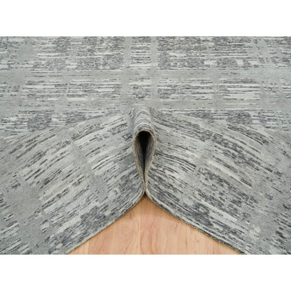 6'1"X9'2" Dark Grey Hand Knotted Undyed Natural Wool Oriental Rug