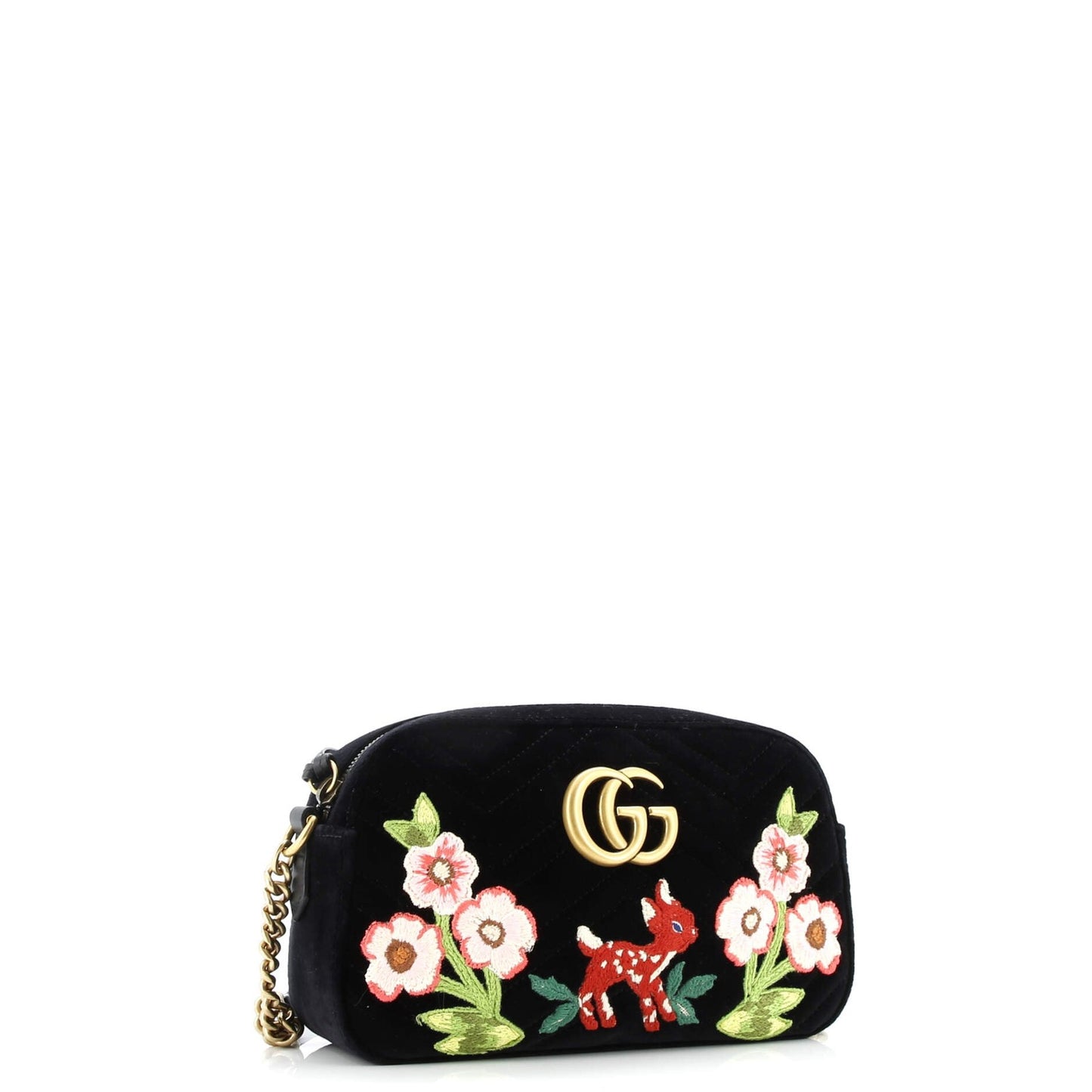 Gucci Gg Marmont Shoulder Bag Matelasse Velvet With Applique Small