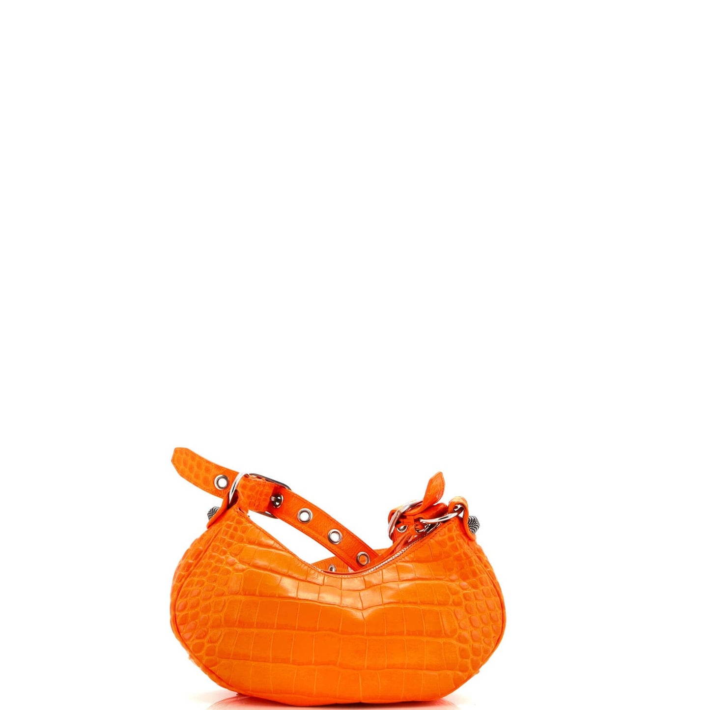 Balenciaga Le Cagole Giant Studs Shoulder Bag Crocodile Embossed Leather Small