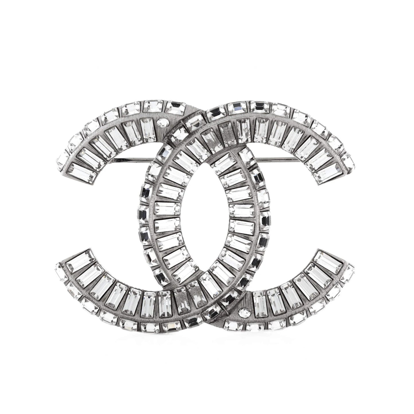 Chanel Cc Brooch Metal With Crystals