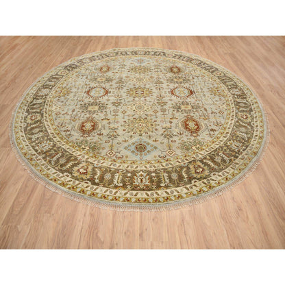 10'X10' Light Gray Karjihooz Design Pure Wool Hand Knotted Round Rug