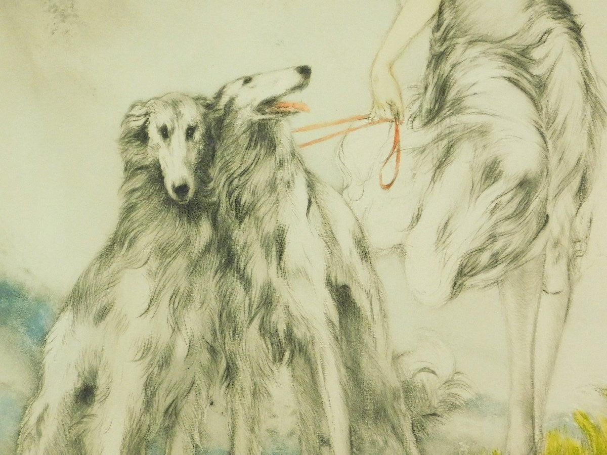 Hand signed embossed seal framed joy life of louis icart etching aquatint 1929