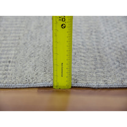 6'X6' Goose Gray 100% Undyed Wool Hand Knotted Grass Design Square Rug