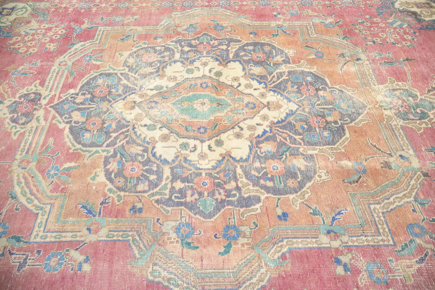 Muted floral classic oriental wool rug for dining room 9x12 ft carpet