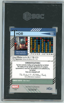 Thor 2015 Fleer Marvel Retro Lee Garbett Autographed Sgc 9 Auto 10