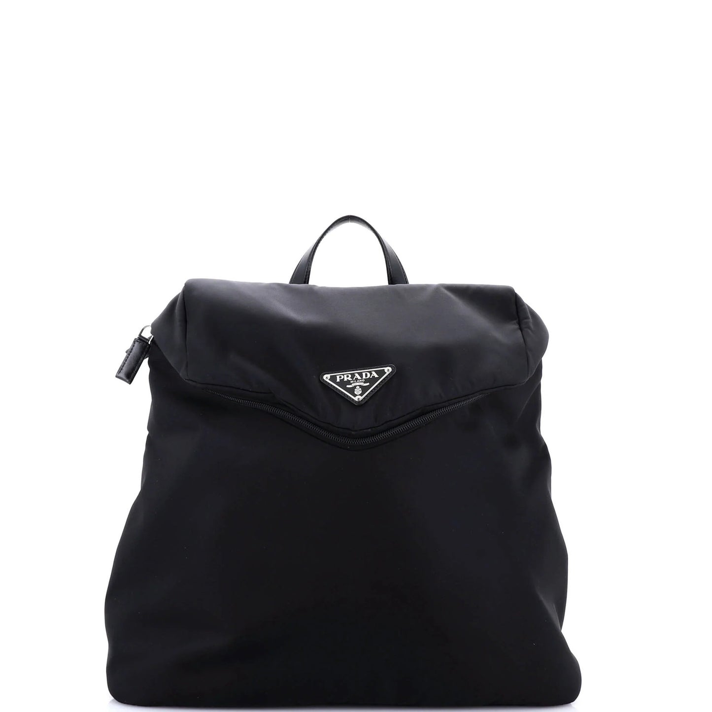Leather Prada Zipped Triangle Flap Backpack Re-Nylon and