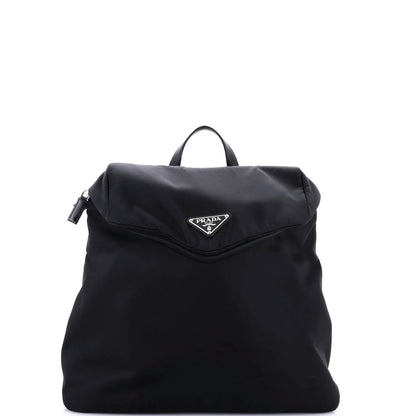 Leather Prada Zipped Triangle Flap Backpack Re-Nylon and