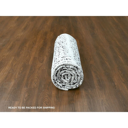 10'2"X13'9" Vivid White Modern Design Wool Hand Knotted Oriental Rug