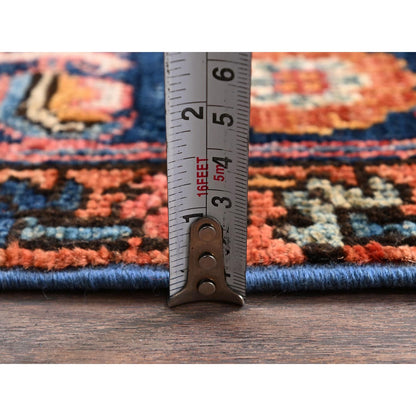 2'9"X12'10" Blue Heris All Over Design Soft Wool Hand Knotted Runner Rug