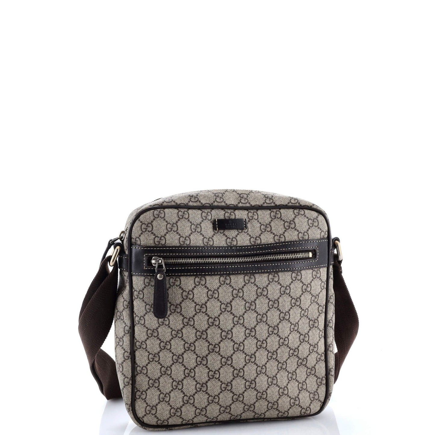 Gucci Front Zip Messenger Gg Coated Canvas Medium