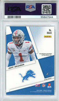 Jeff Okudah Autographed 2020 Panini Mosaic Rookie Prizm Card #Ra43 (Psa 10/10)