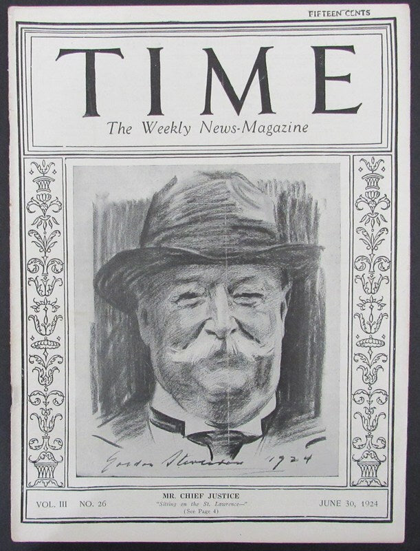 Time Magazine Vol Iii No 26 June 30, 1924 William Hoeard Taft 183265