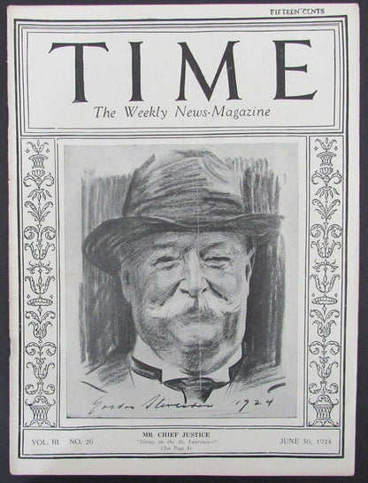 Time Magazine Vol Iii No 26 June 30, 1924 William Hoeard Taft 183265