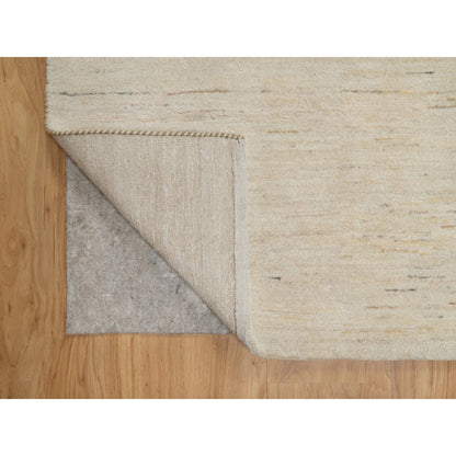 7'9"X9'8" Bone White Pure Wool Plain Design Hand Knotted Oriental Rug