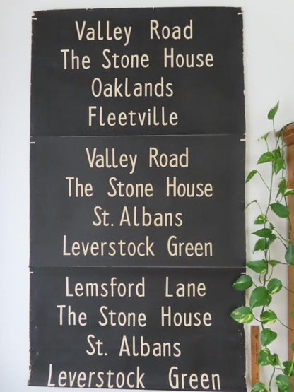 Vintage Uk Bus Roll Sign Linen Canvas Industrial Antique Original 60S Rare