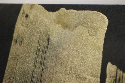 Hiroko Koshino Original Abstract Painting Gold & Black Signed Japanese Artist