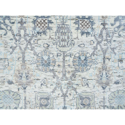 2'6"X18'2" Ivory Tebraz Vase Design Silk/Wool Hand Knotted Xl Runner Rug