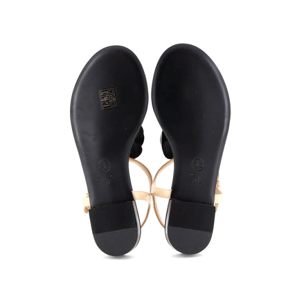 Chanel Women'S Camellia T-Strap Sandals Leather