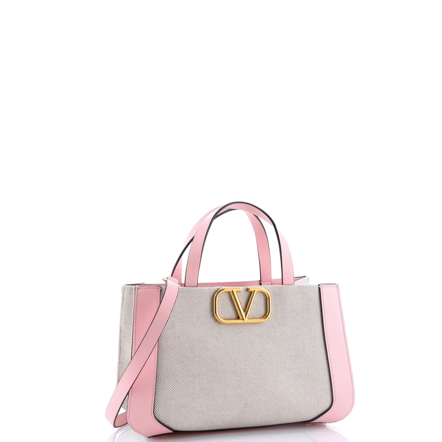 Valentino Garavani Vlogo Shopper Tote Canvas And Leather Small