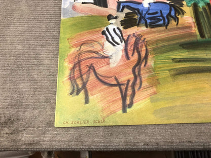 Raoul Dufy Paddock-Deauville " Lithograph Impressionism Multicolo