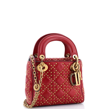Christian Dior Supple Lady Dior Bag Cannage Studded Lambskin Mini