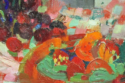 Paul Collomb Original Oil Painting Le Bocal De Confiture Flowers Still Life