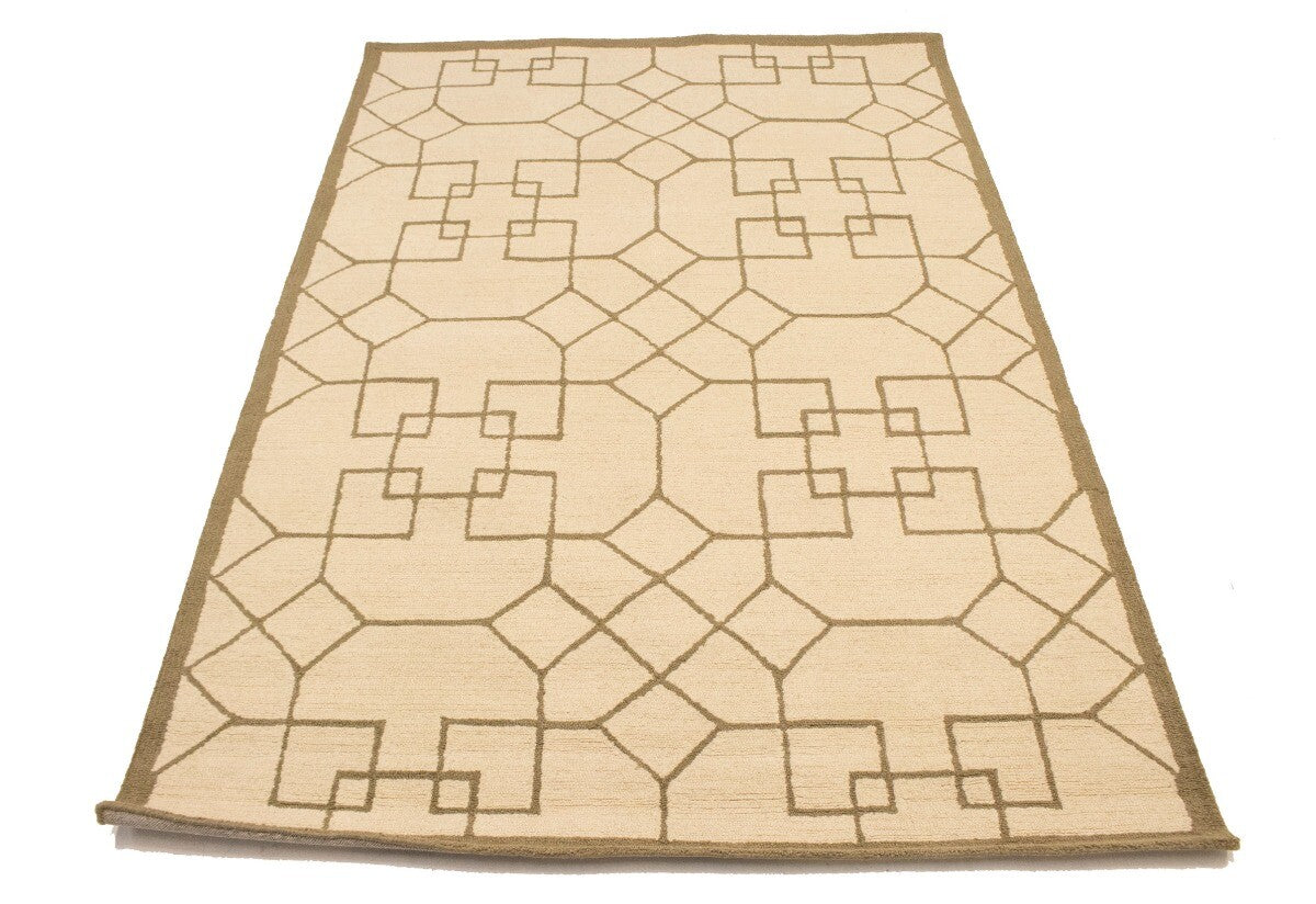 Cream Geometric Design Hand-Tufted Modern Wool