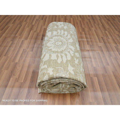 9'X12' Green Ziegler Mahal Large Flowers Design All Wool Hand Knotted Rug