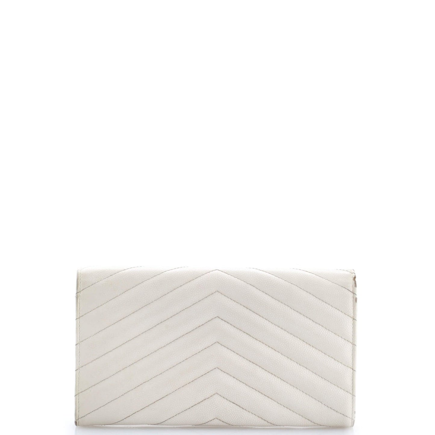 Saint Laurent Classic Monogram Flap Wallet Matelasse Chevron Leather Large