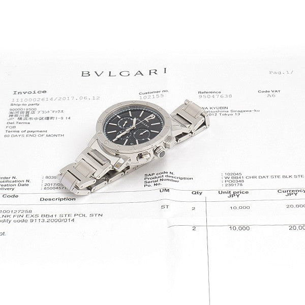 Bvlgari Bvlgari Bvlgari Chronograph El Primero Black Dial Ss Bb41Sch