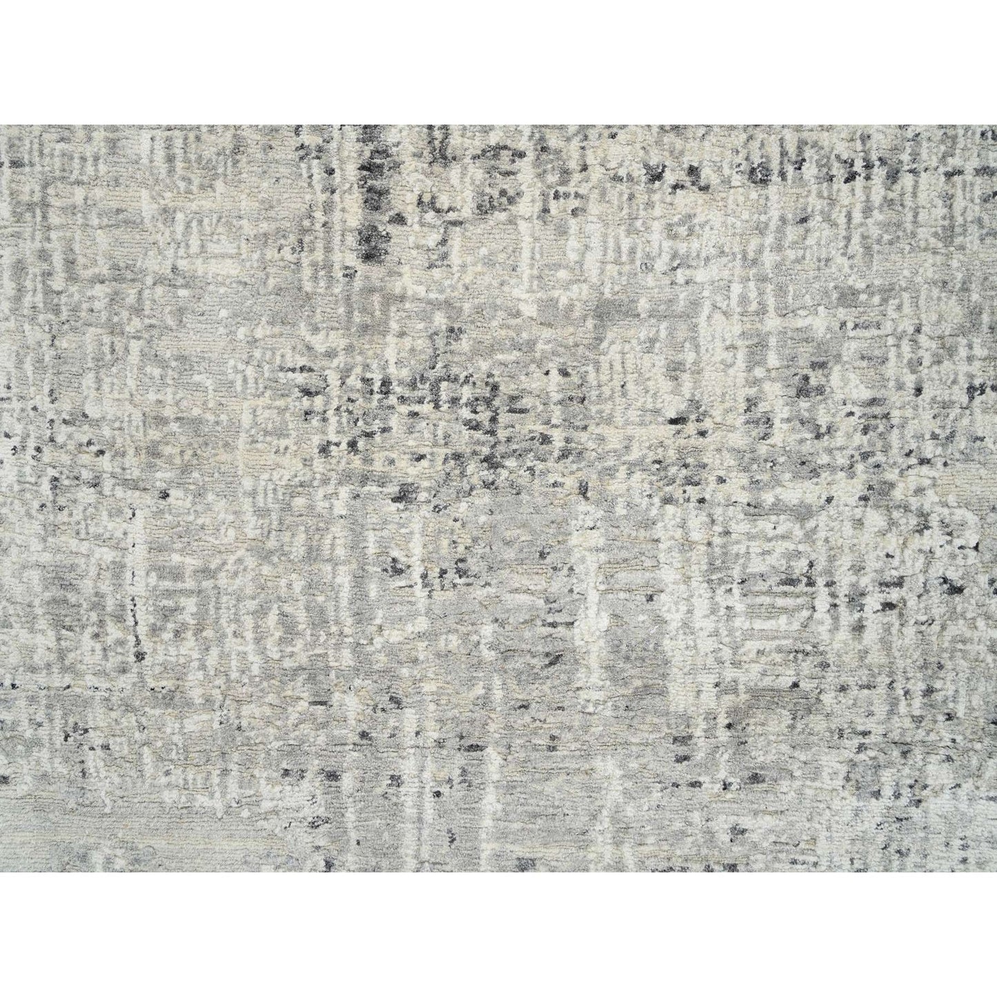 7'10"X7'10" Light Gray Wool Hand Knotted Modern Design Round Rug