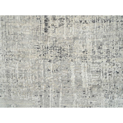 7'10"X7'10" Light Gray Wool Hand Knotted Modern Design Round Rug
