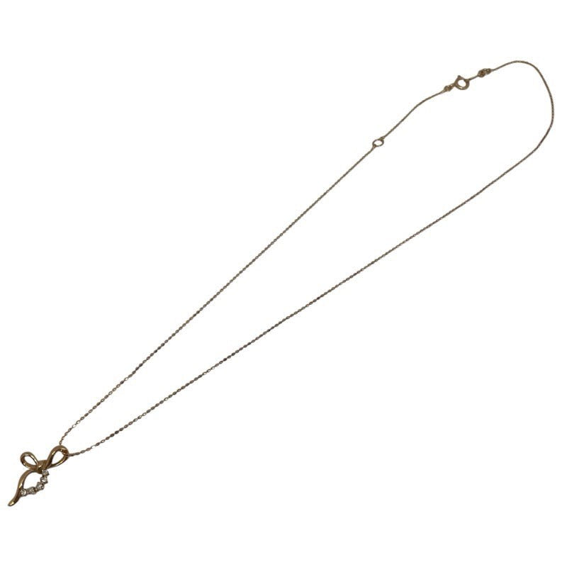 Ribbon Motif Diamond Necklace K18Pg