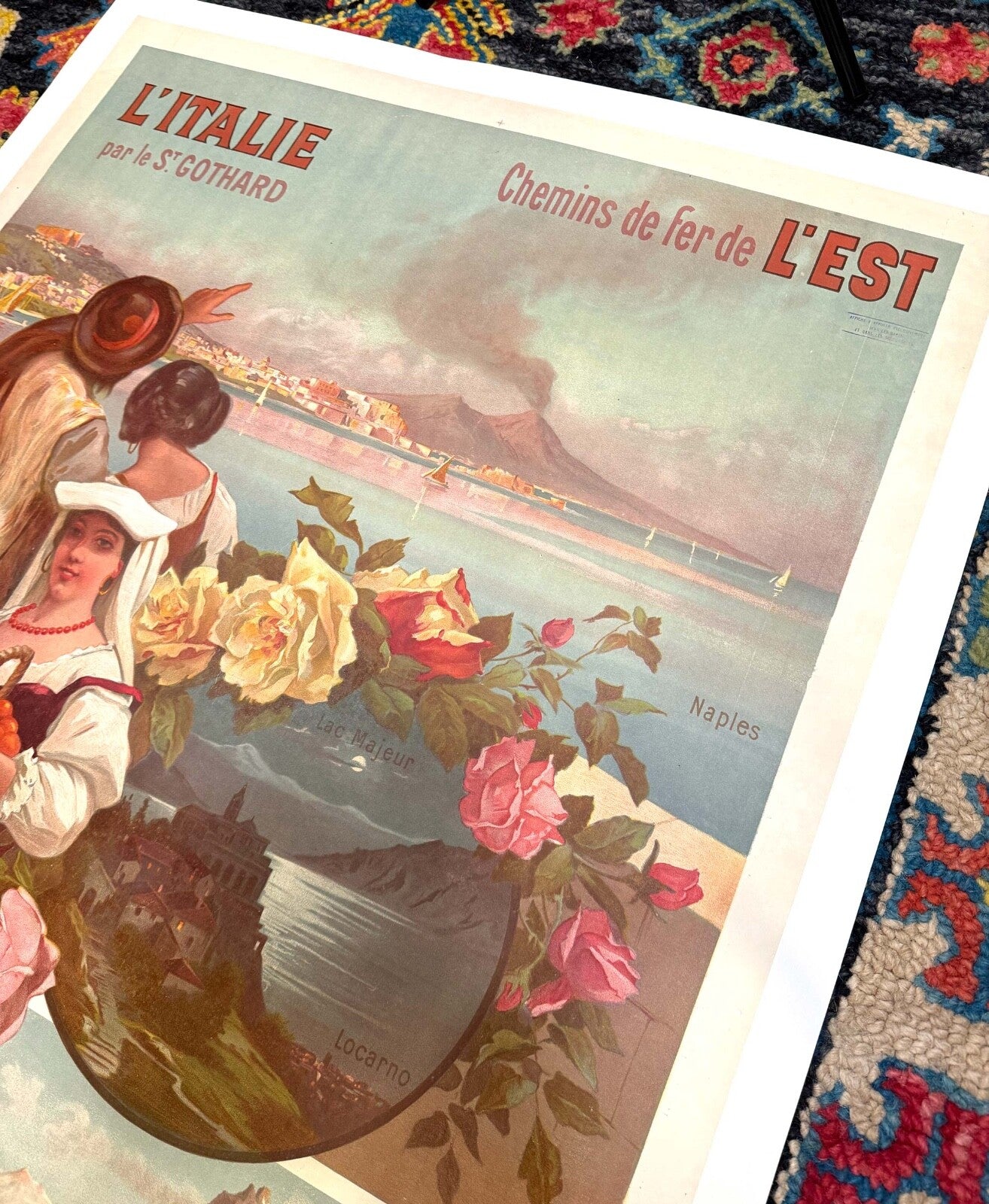 L'Italie St Gotthard Swiss By Hugo D'Alesi Original Naples 1900 Chemin De Fer