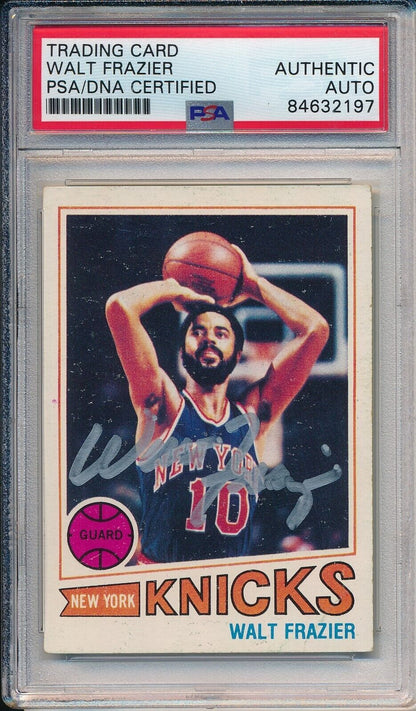 1977-78 Topps Walt Frazier Hof #129 Card Signed Knicks Psa/Dna