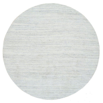 11'10"X11'10" Ivory Modern Striae Design Pure Wool Hand Loomed Round Rug