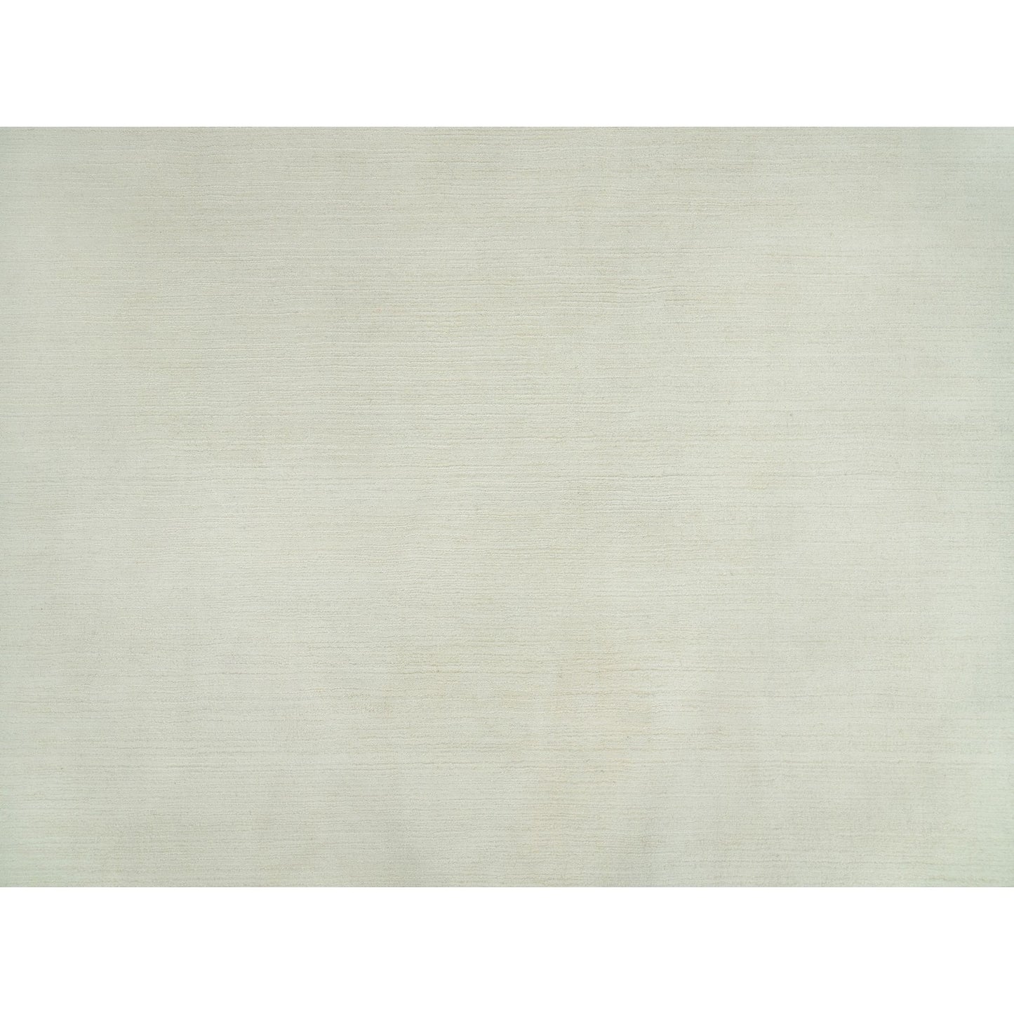 9'X12' Comfort Ivory Modern Loom Knotted Wool And Silk Plain Oriental Rug