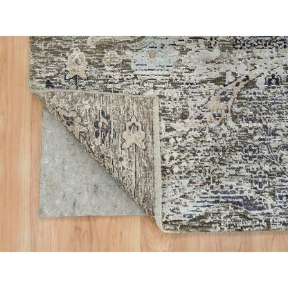 8'3"X10' Gray Hand Knotted Transitional Design Wool And Silk Rug