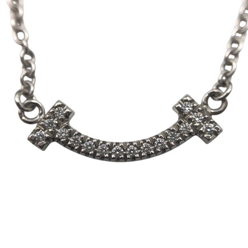 Tiffany & Co. T Smile Micro Mini Necklace K18 White Gold