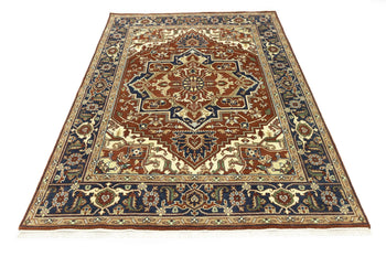 Handmade Heriz Serapi Oriental Rug Floral Farmho
