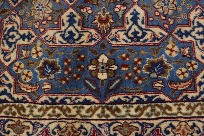Vintage Blue Wool Oriental Rug Allover Floral