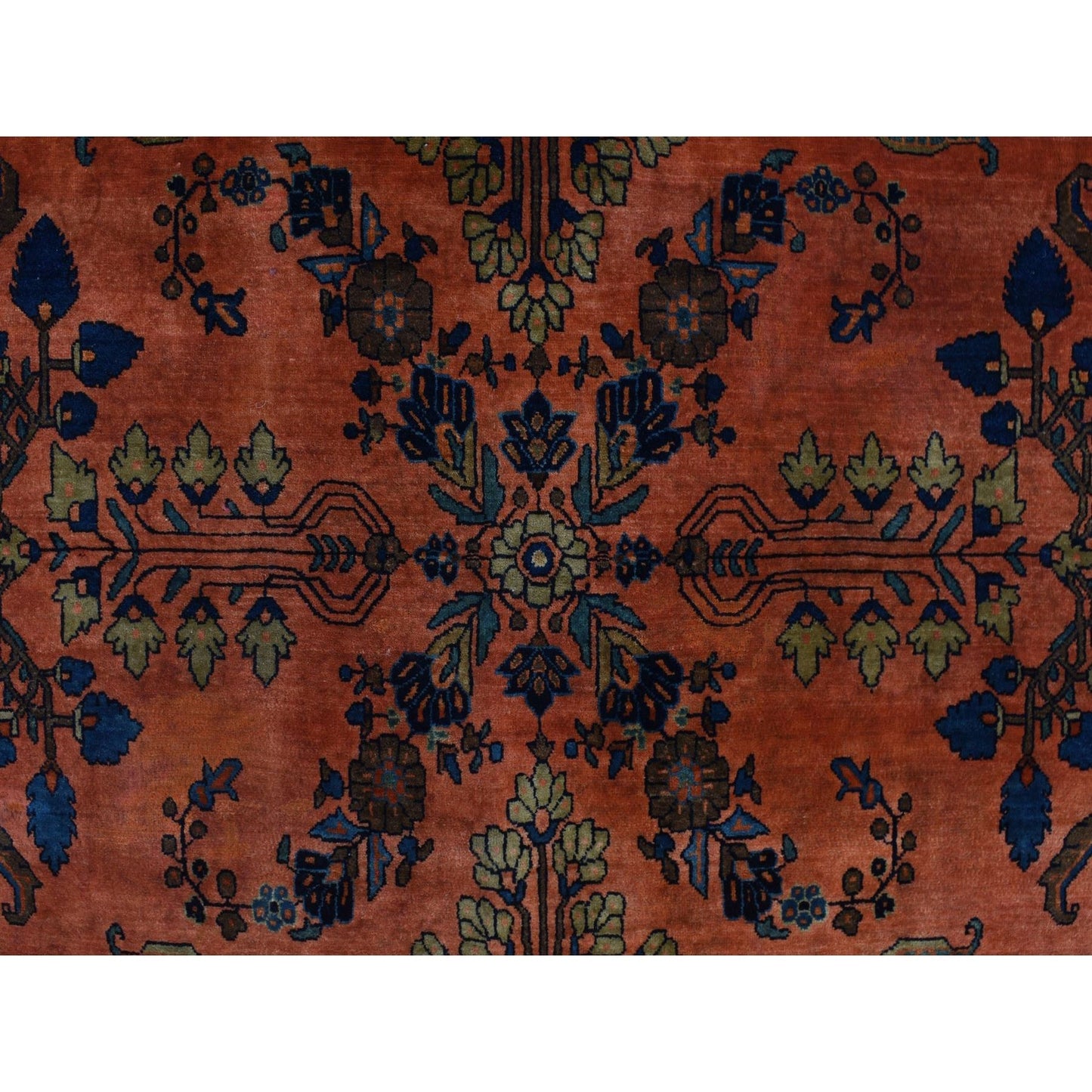 4'2"X6'4" Orange Rust Antique Zoroastrian Sarouk Mohajoren Oriental Rug