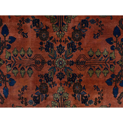 4'2"X6'4" Orange Rust Antique Zoroastrian Sarouk Mohajoren Oriental Rug