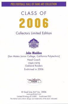 John Madden Hof Raiders Signed/Inscribed Goal