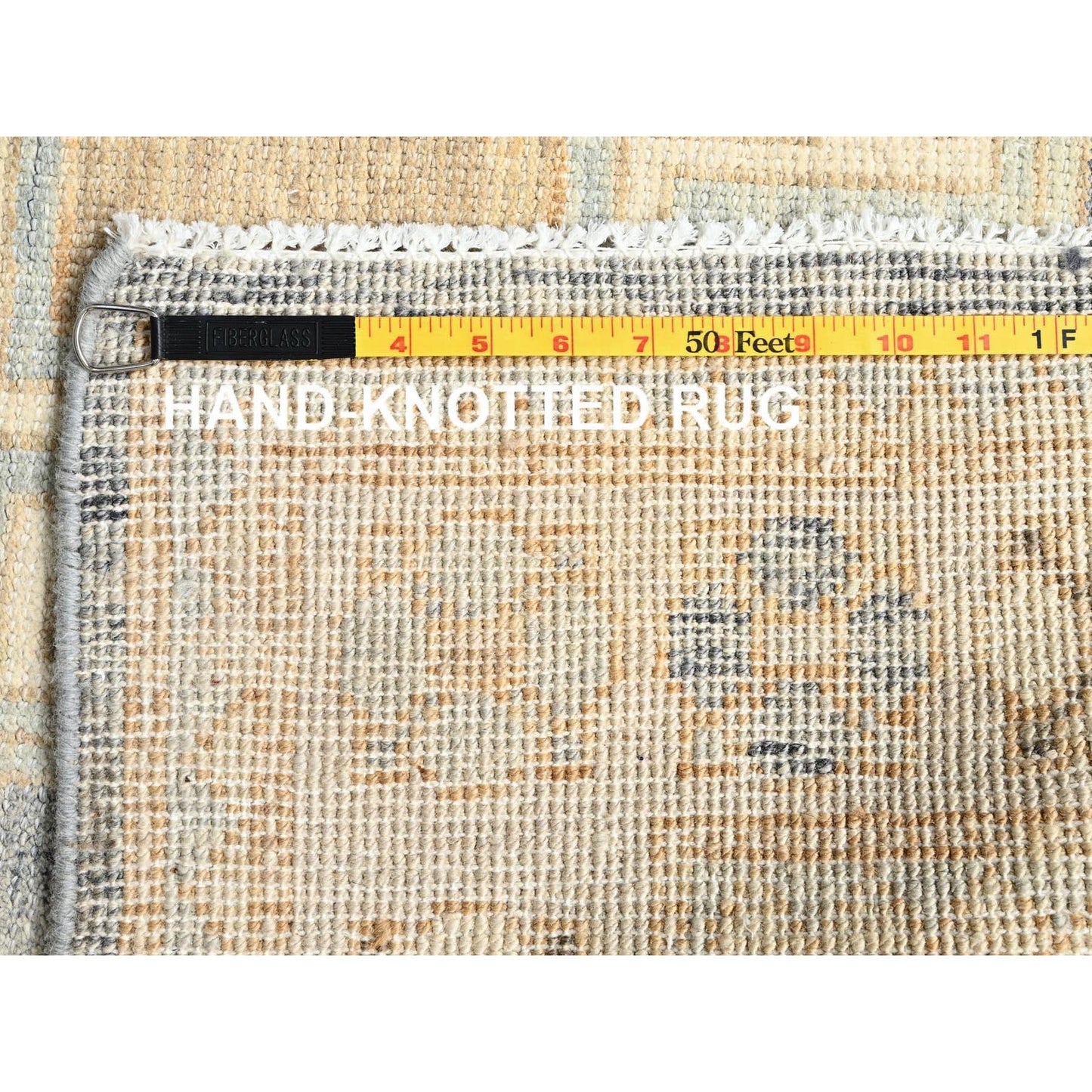 4'10"X7' Ink Black Zero Pile Anatolian Village Design Hand Knotted Wool Rug