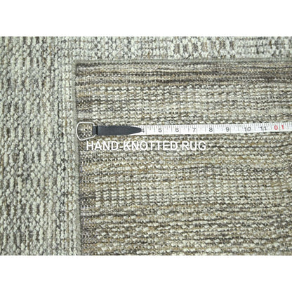 2'7"X10' Brown Hand Knotted Rug Wool Oxidized Grass Design Runner Oriental