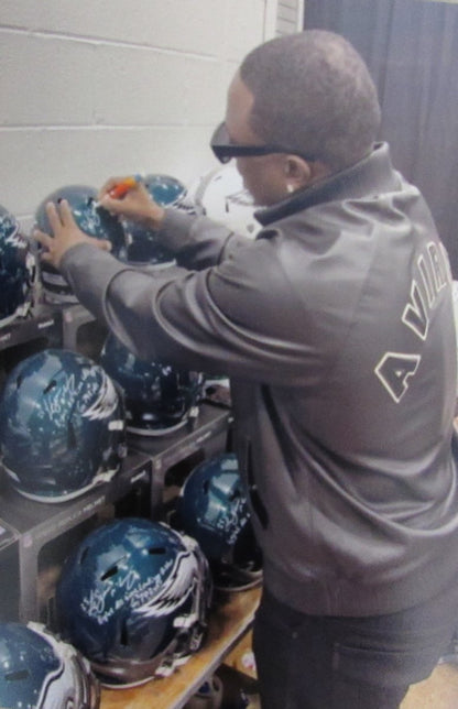 Lesean Mccoy Signed/Inscr Eagles Green Speed Full Size Replica Helmet Psa 193325