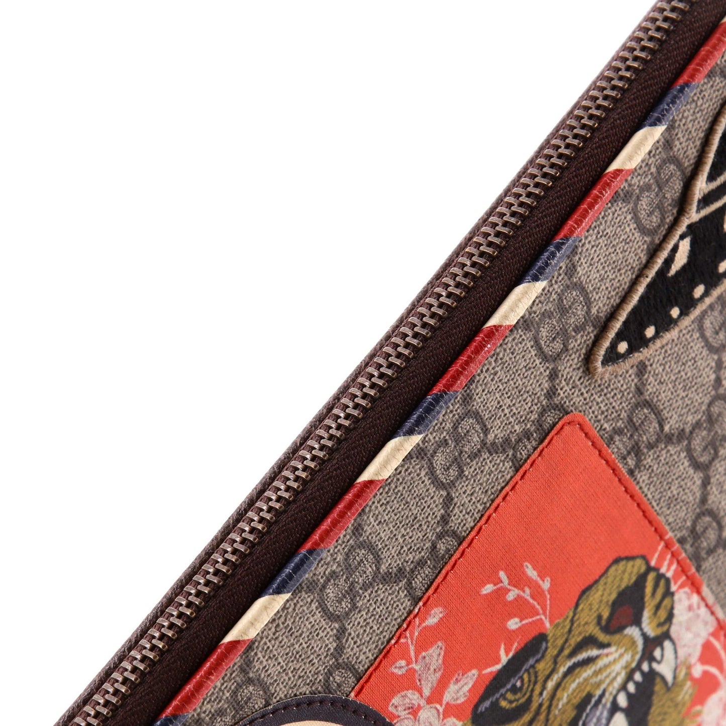 Gucci Courrier Pouch Gg Coated Canvas With Applique